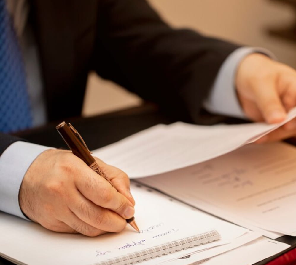 Attorney taking notes